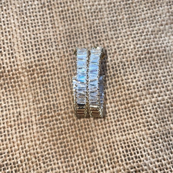 Loop Hoop 14K gold plated luxury big round C-shaped zircon earrings elegant - Picture 14 of 16